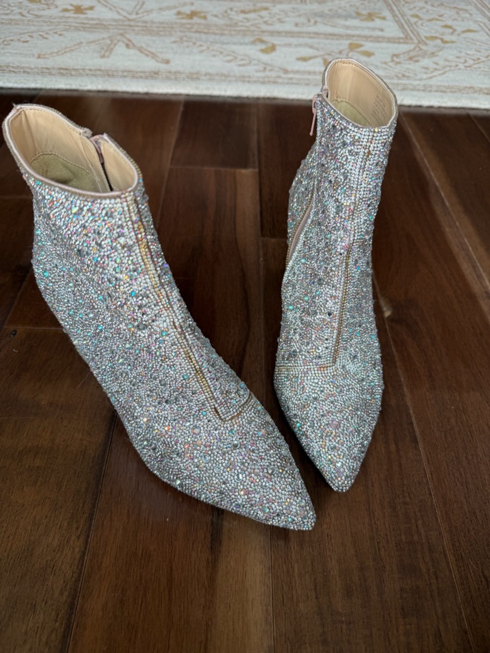 Betsey Johnson Sparkling Crystal Embellished Women's Ankle Boots - Silver - Picture 2 of 7